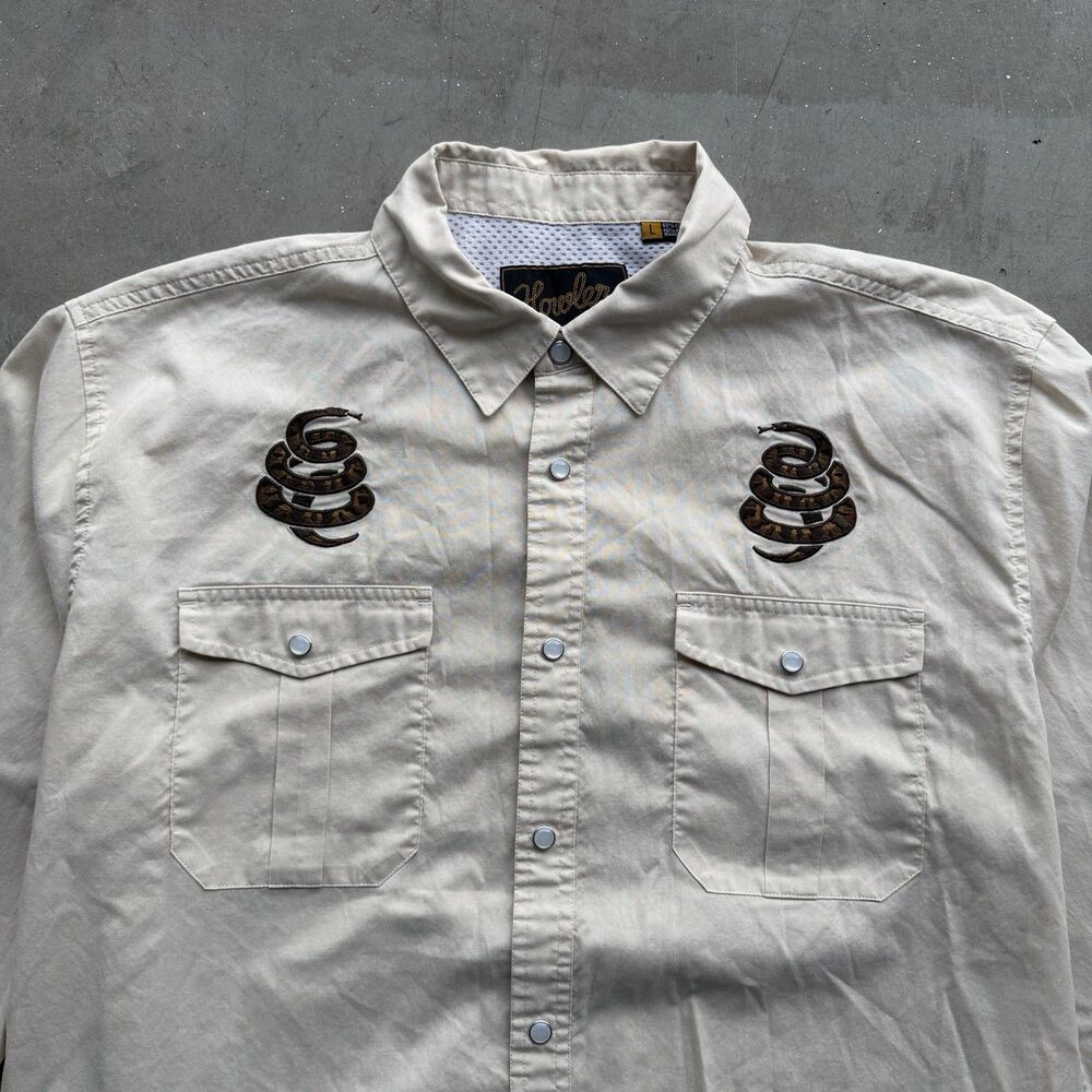 Howler Bros Shirt Mens L Gaucho Snapshirt Cottonmouth Snake Embroidered Western